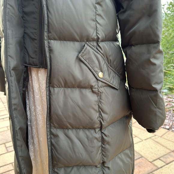 Ellen Tracy olive puffer coat faux fur detachable hood - Picture 5 of 17